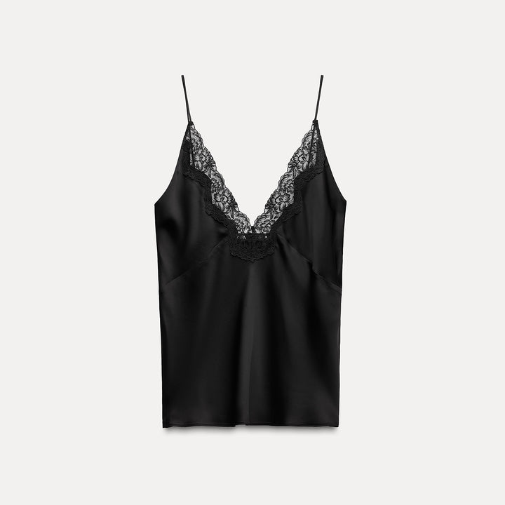 Moudda ZARA - Top bretelle satin col en V avec dentelle - Tunisie 2