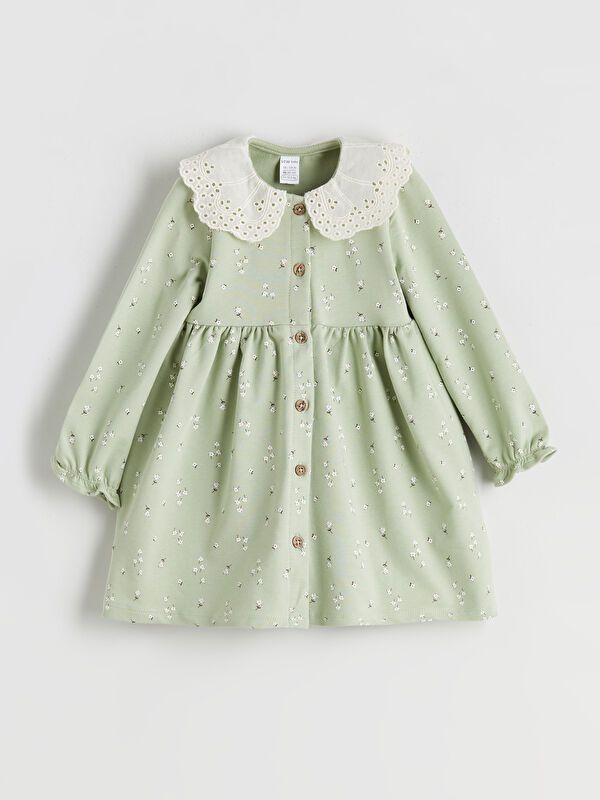 Moudda LC Waikiki - Robe tissée manches longues Fille Impression vert terne - Tunisie 1