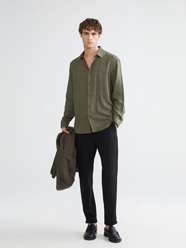 Moudda LC Waikiki - Chemise tissée manches longues Homme Vert olive - Tunisie 2