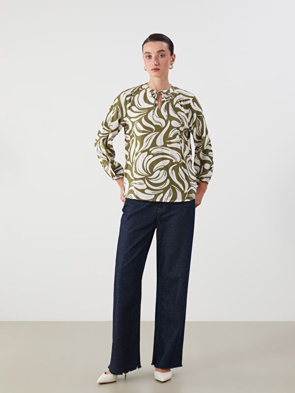 Moudda LC Waikiki - Blouse tissée imprimée manches longues Femme Imprimé vert - Tunisie 2