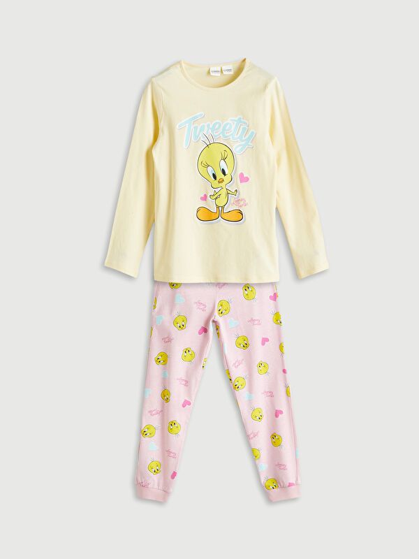 Moudda LC Waikiki - Pyjama en jersey manches longues moyen Fille Jaune clair - Tunisie 1