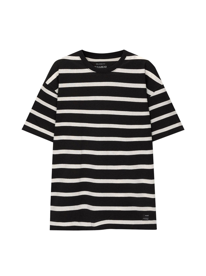 Moudda PULL & BEAR - T-Shirt Demi-Manches Rayure Fine Tissée - Tunisie 2