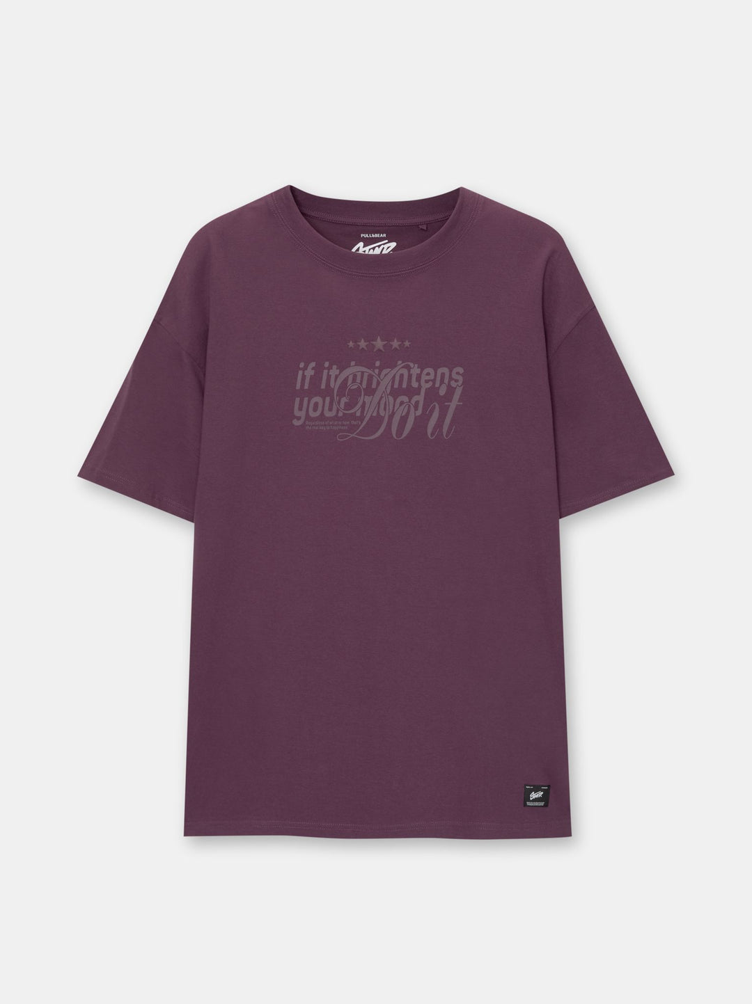 Moudda PULL & BEAR - T-Shirt Demi-Manches Text To Text Bordeaux Puff Print - Tunisie 3