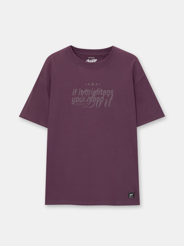 Moudda PULL & BEAR - T-Shirt Demi-Manches Text To Text Bordeaux Puff Print - Tunisie 3