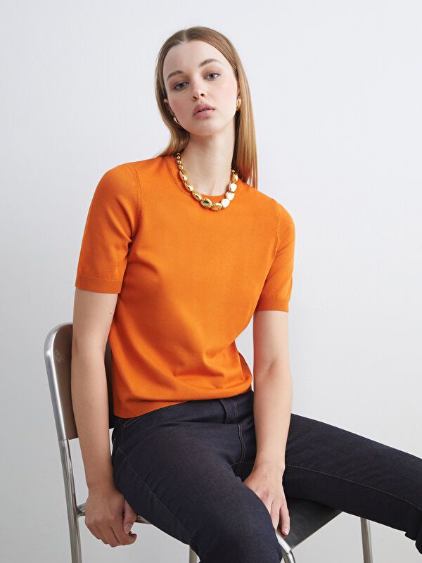 Moudda LC Waikiki - Pull tricot manches courtes Femme Orange - Tunisie 1