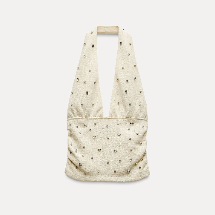 Moudda ZARA - Haut bustier froncé, strass, matière chaude - Tunisie 1