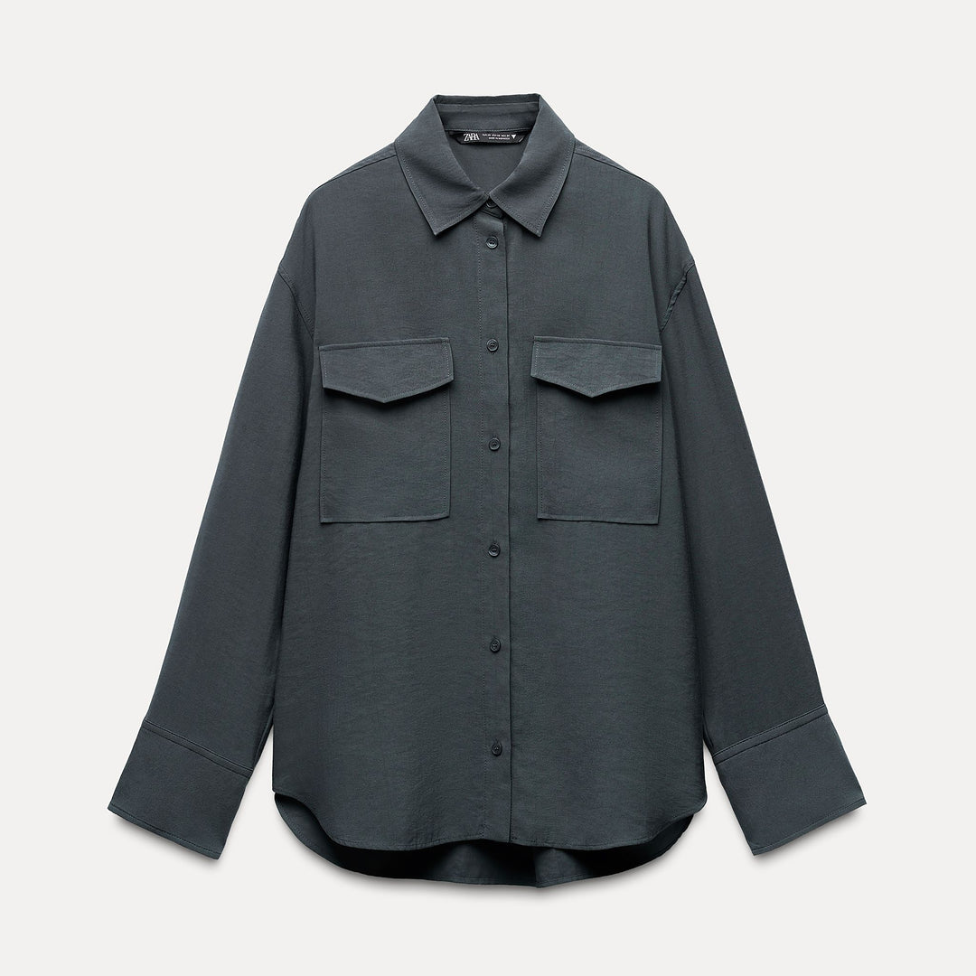 Moudda ZARA - Chemise fluide oversized manches longues détail poches - Tunisie 1