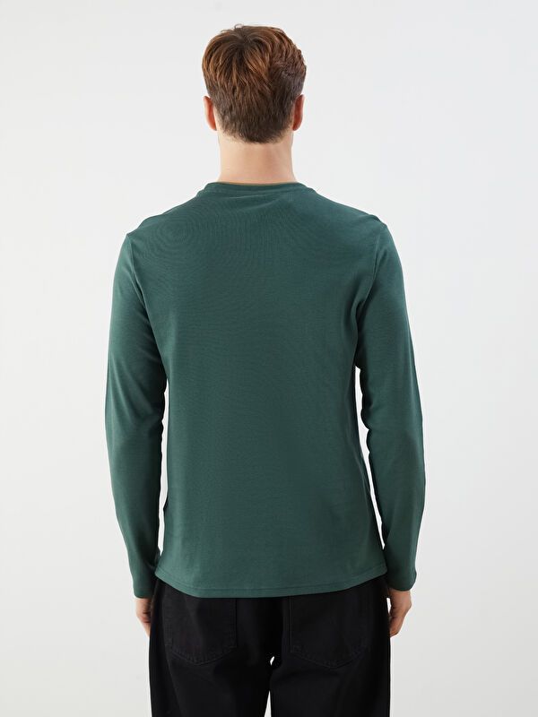 Moudda LC Waikiki - Sweatshirt jersey imprimé basique Homme Vert moyen - Tunisie 4