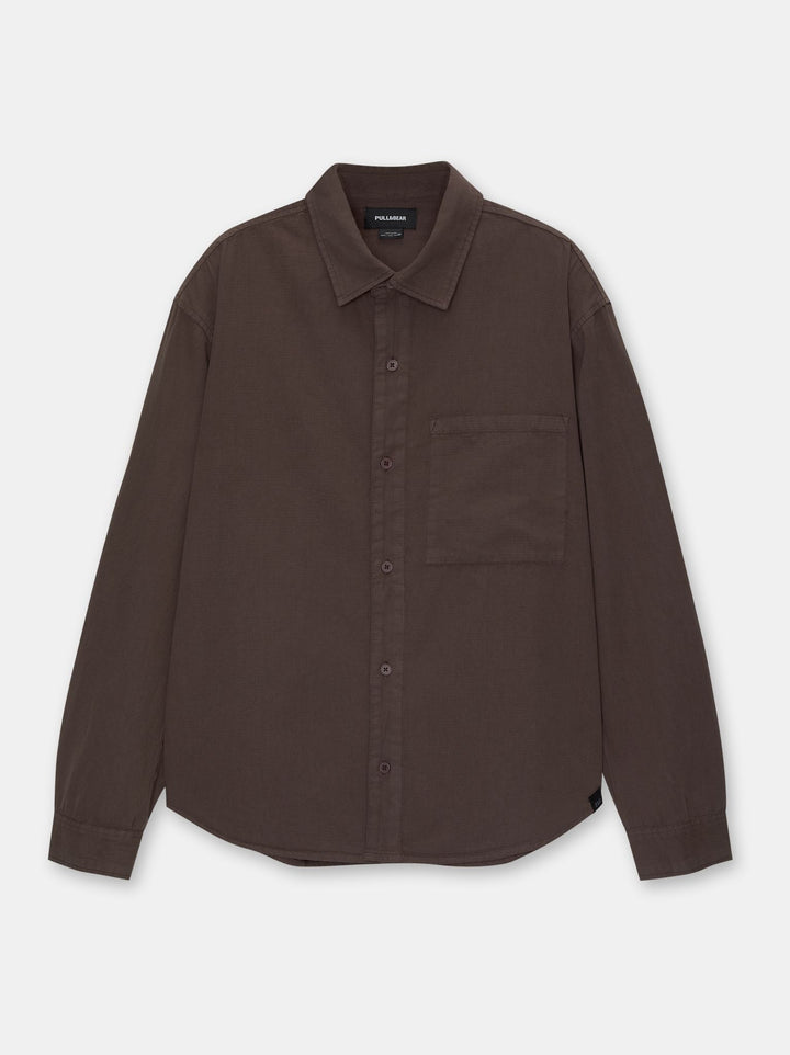 Moudda PULL & BEAR - Chemise Manches Longues Structure Lavée Basique - Tunisie 3