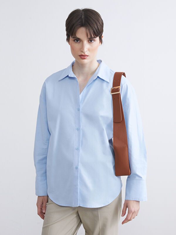 Moudda LC Waikiki - Chemise tissée manches longues Femme Bleu clair - Tunisie 1