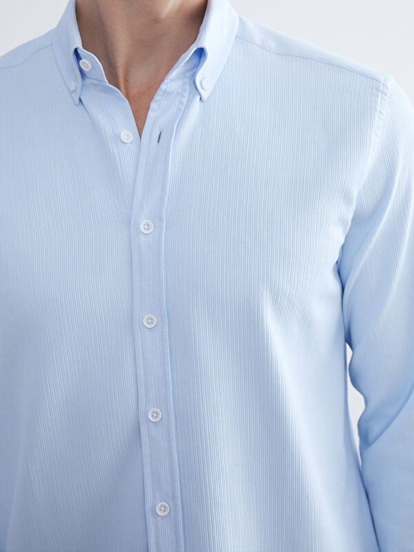 Moudda LC Waikiki - Chemise tissée manches longues Homme Bleu - Tunisie 3