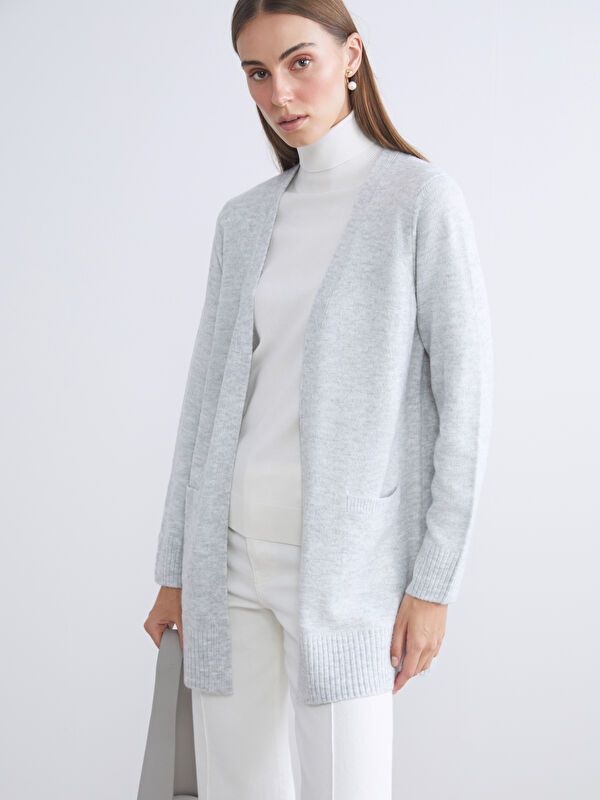 Moudda LC Waikiki - Cardigan tricot épais Femme Mélange de gris - Tunisie 1