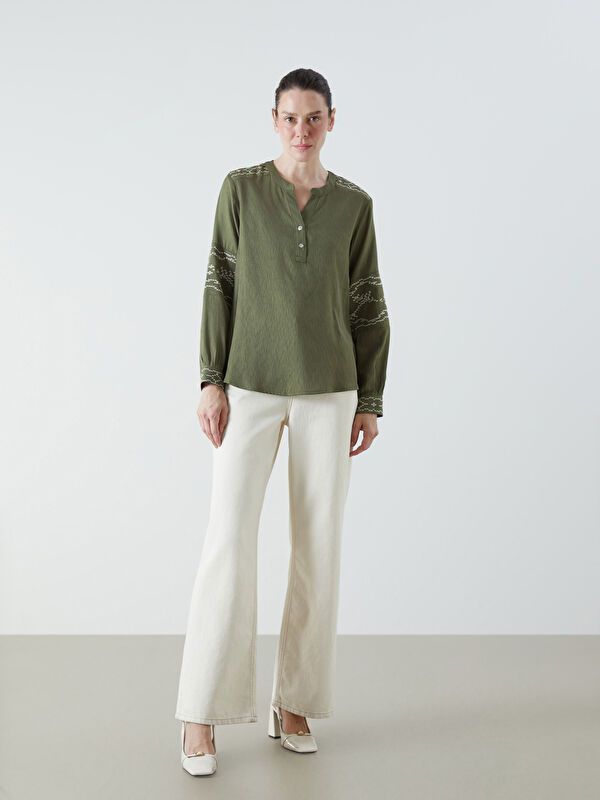 Moudda LC Waikiki - Blouse tissée manches longues Femme Vert clair - Tunisie 2