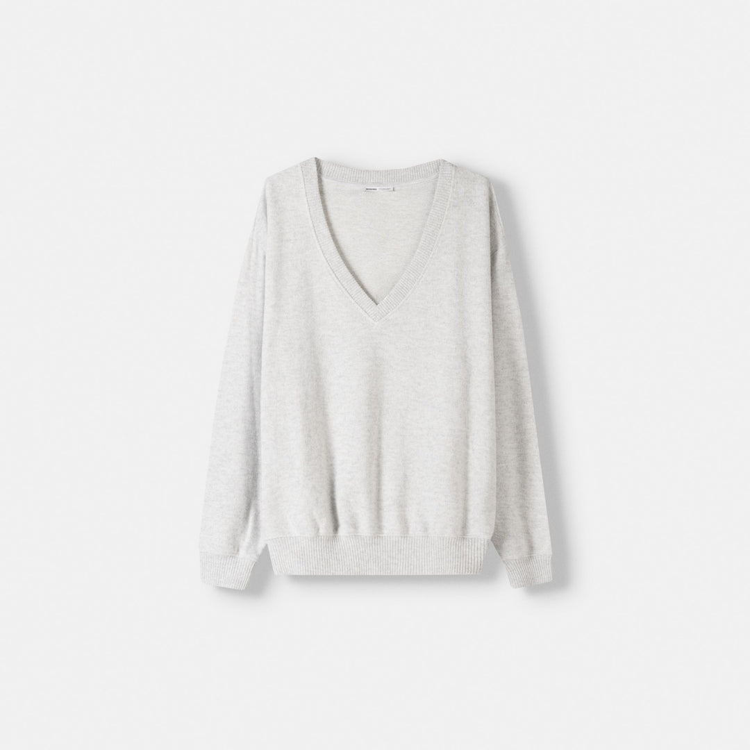 Moudda BERSHKA - Pull Oversize Col V en Maille Coupée - Tunisie 1