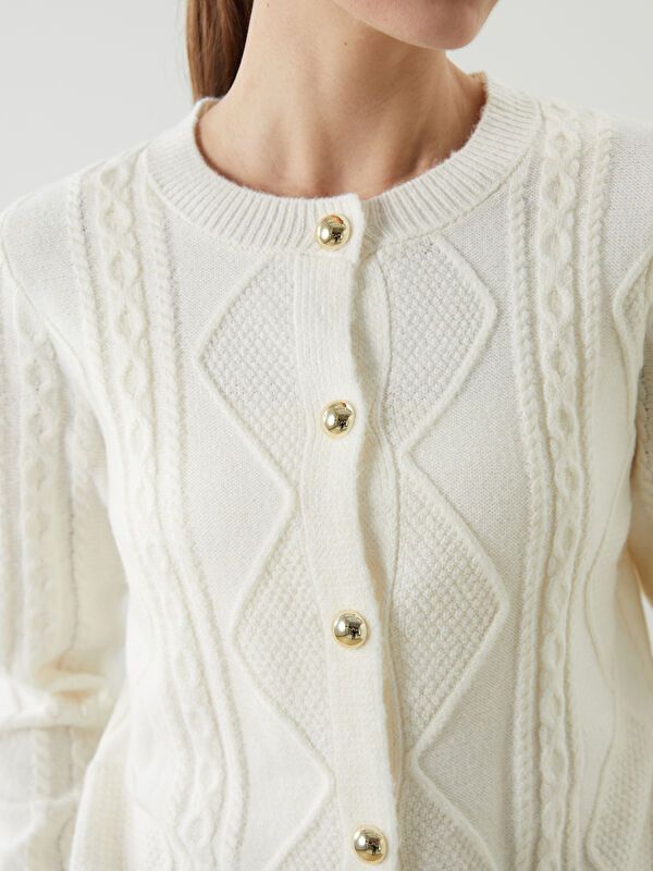 Moudda LC Waikiki - Cardigan tricot épais Femme Ecru - Tunisie 3