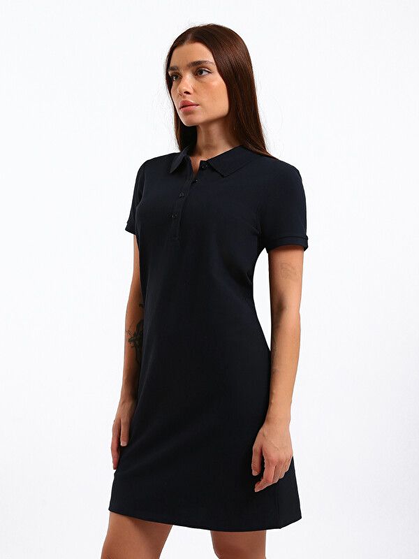 Moudda LC Waikiki - Robe manches courtes en jersey pour Femme couleur Bleu marine - Tunisie 4