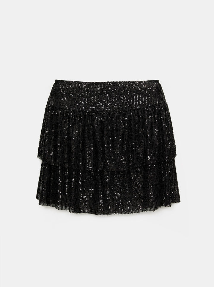 Moudda PULL & BEAR - Jupe Mini Volants Paillettes En Ligne - Tunisie 1