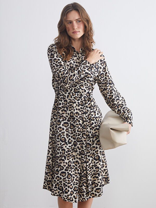 Moudda LC Waikiki - Robe tissée manches longues Femme Imprimé marron - Tunisie 2