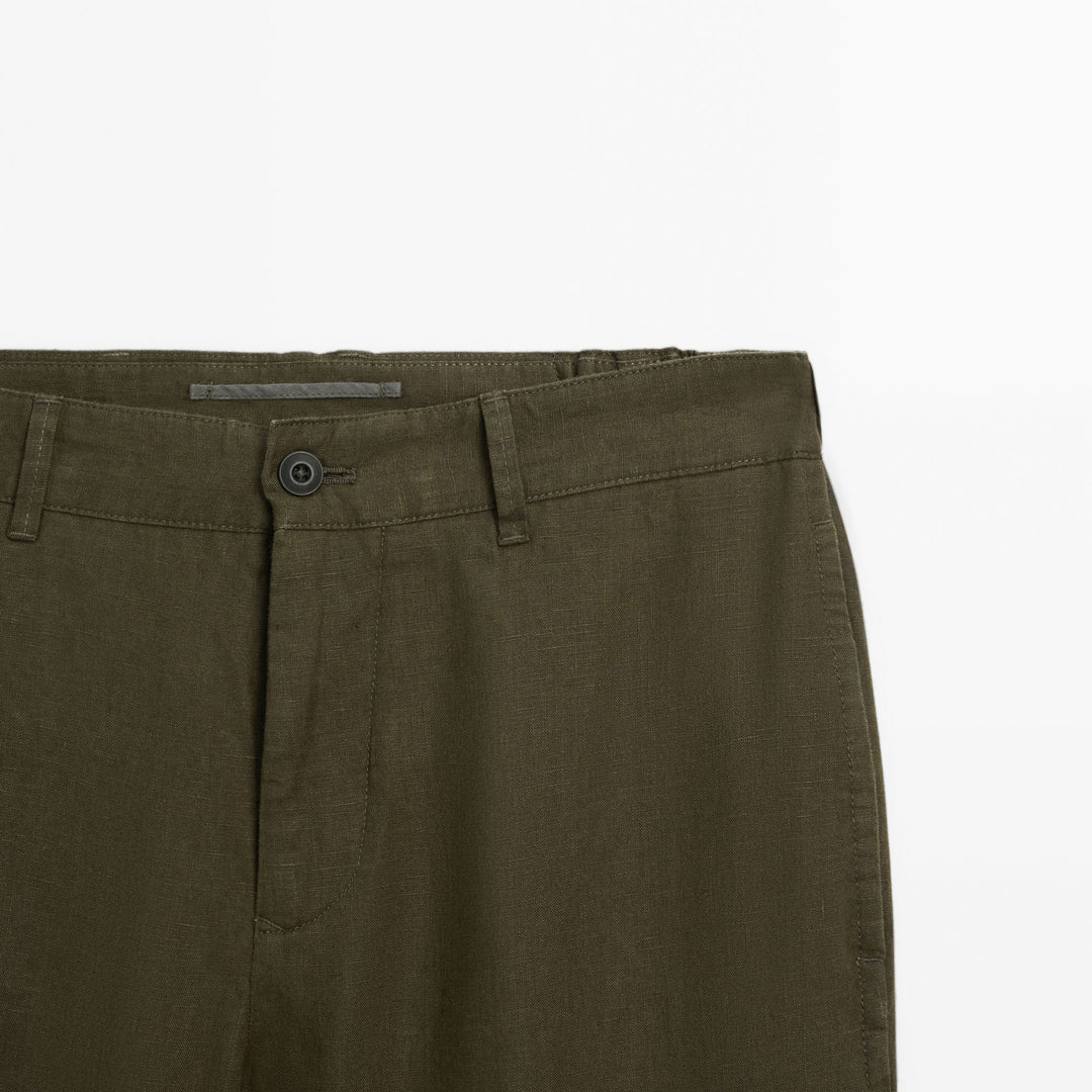 Moudda Massimo Dutti - Pantalon 100 % lin sophistiqué fuselé - Tunisie 3