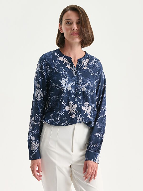 Moudda LC Waikiki - Chemise tissée imprimée manches longues Femme Imprimé marine - Tunisie 1