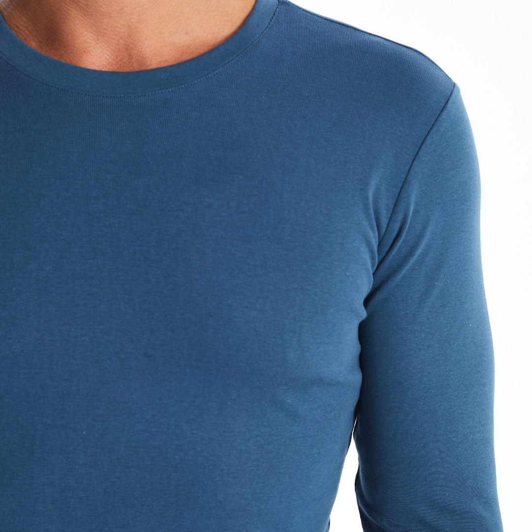 Moudda LC Waikiki - T-shirt jersey manches longues basique Homme Indigo - Tunisie 3