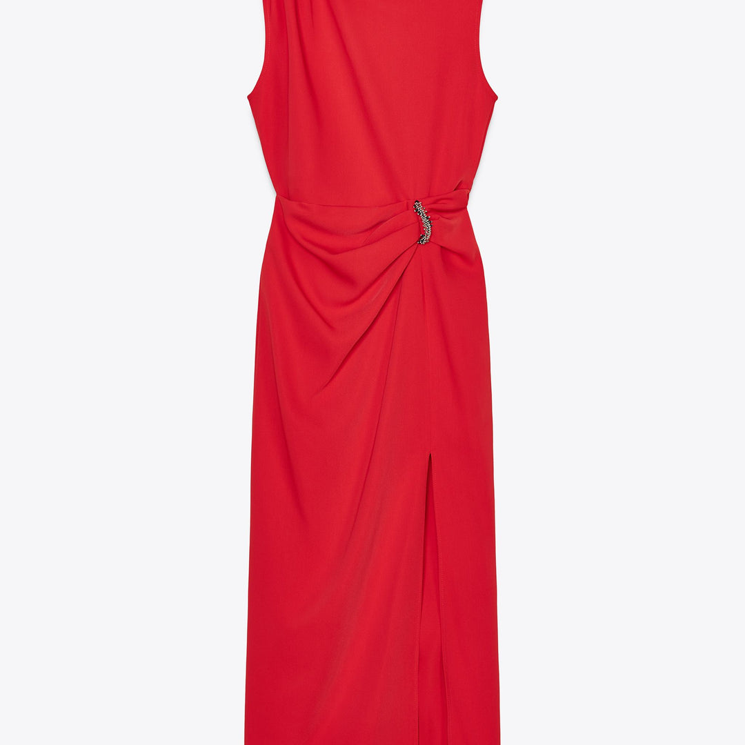 Moudda ZARA - Robe Midi Crêpe - Drapé Taille & Détail - Tunisie 1
