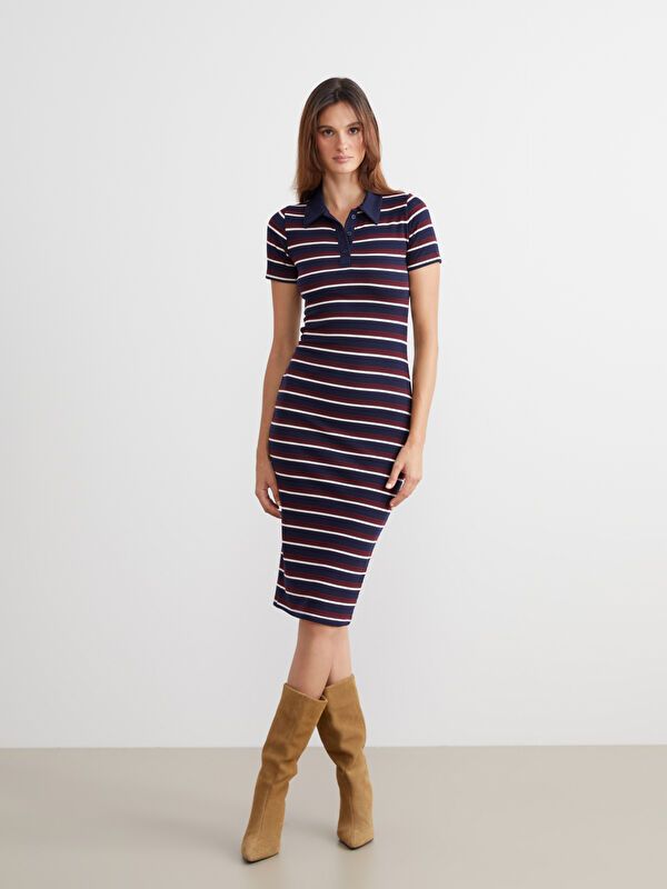 Moudda LC Waikiki - Robe en jersey manches courtes Femme Rayures mixtes - Tunisie 1