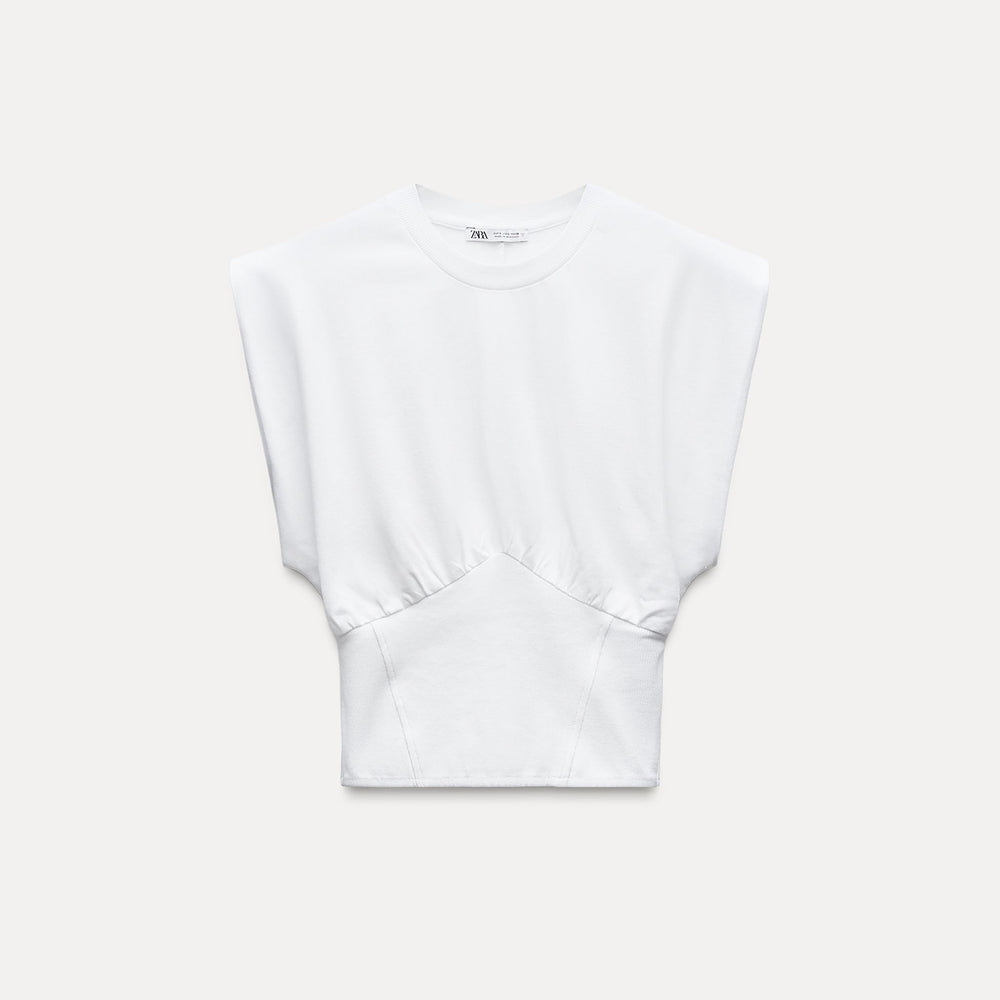 Moudda ZARA - T-shirt corset côtelé, finitions blanches - Tunisie 2
