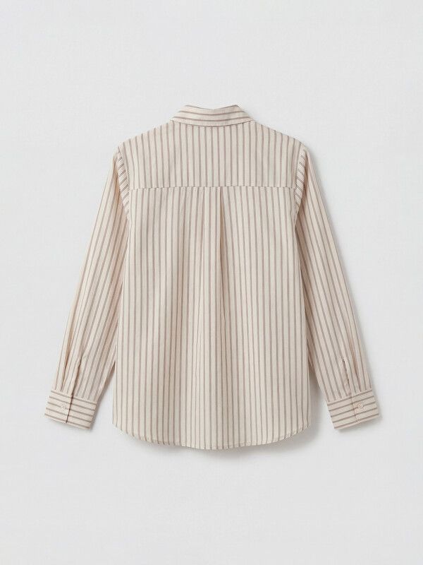 Moudda LC Waikiki - Chemise manches longues en tissu pour Femme couleur Écru rayé - Tunisie 2