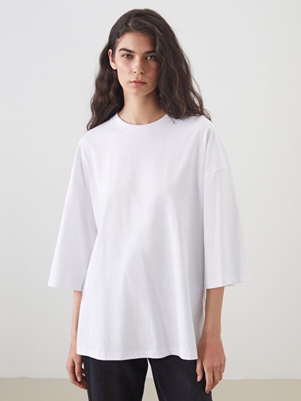 Moudda LC Waikiki - Tunique jersey manches courtes Femme Buxe blanc - Tunisie 1