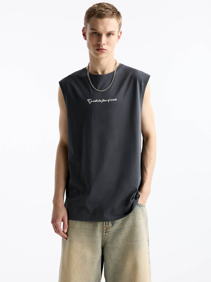 Moudda PULL & BEAR - T-Shirt Bretelles Larges Texte Poitrine - Tunisie 1