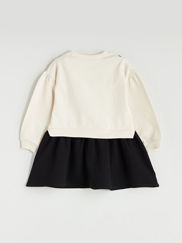 Moudda LC Waikiki - Robe en jersey manches longues Fille Crème - Tunisie 3