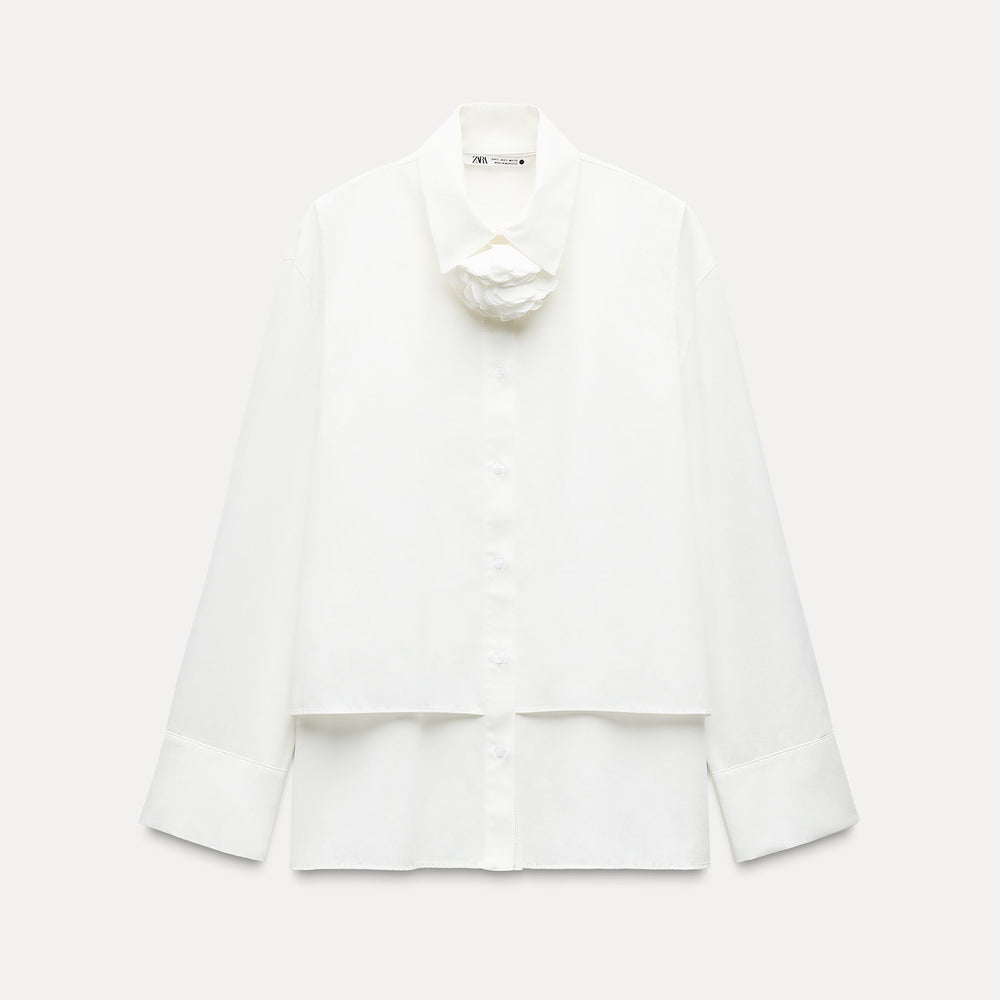 Moudda ZARA - Chemise popeline manches longues détail fleur - Tunisie 2