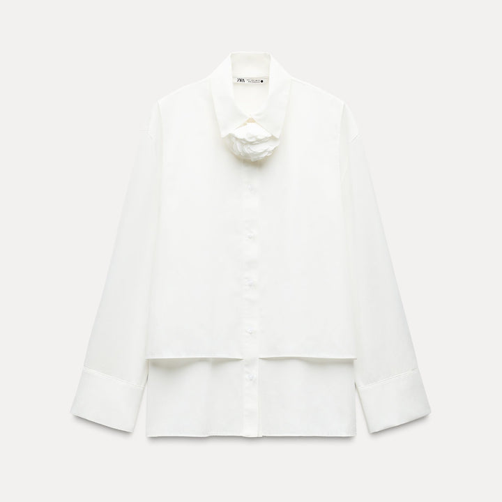 Moudda ZARA - Chemise popeline manches longues détail fleur - Tunisie 2