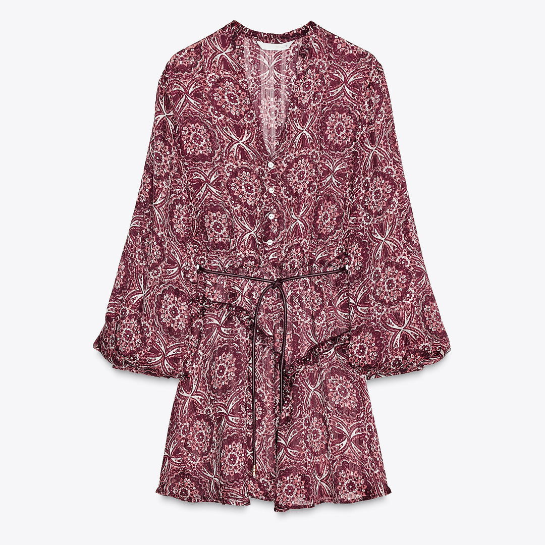 Moudda ZARA - Robe Mini Imprimé - Drapé & Ceinture - Tunisie 1