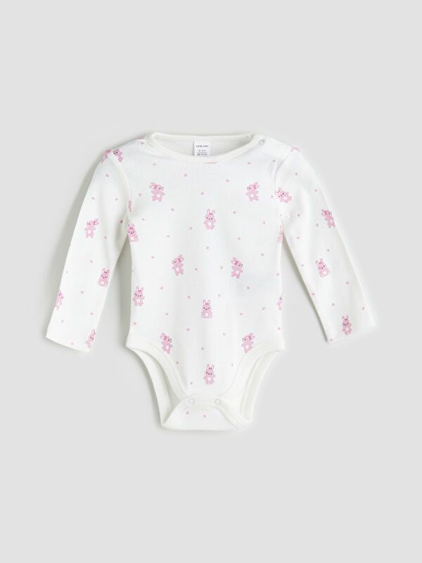 Moudda LC Waikiki - Body jersey imprimé manches longues sport Fille Ecru - Tunisie 2