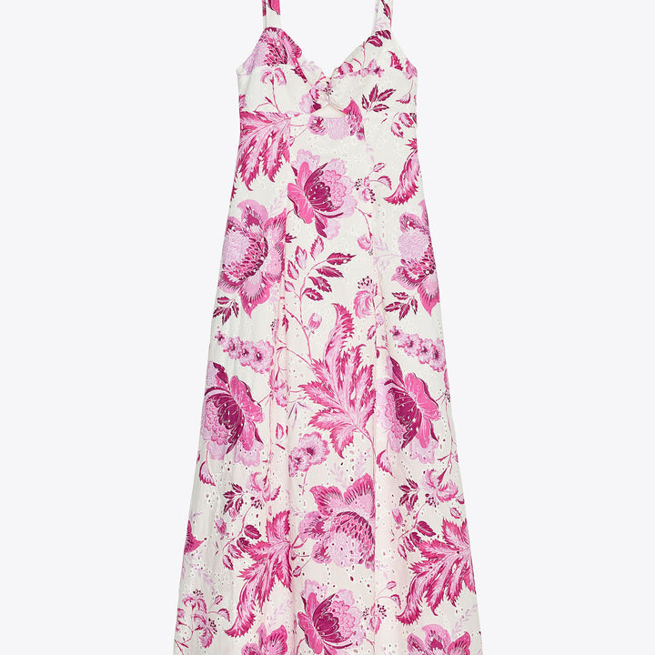 Moudda ZARA - Robe Midi - Broderie Suisse Rose/Blanc - Tunisie 1