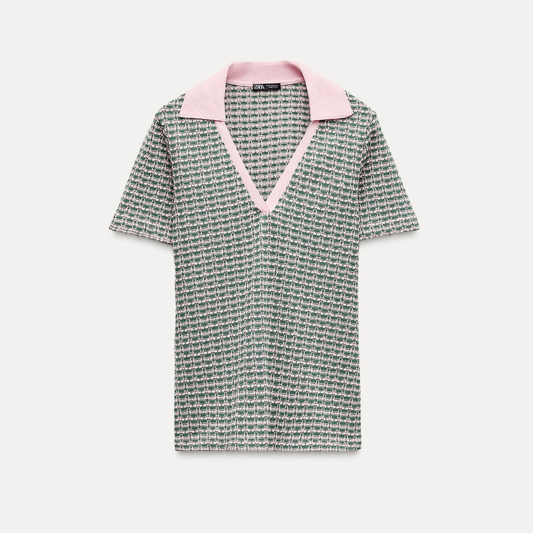 Moudda ZARA - T-shirt polo jacquard manches courtes – ensemble - Tunisie 1
