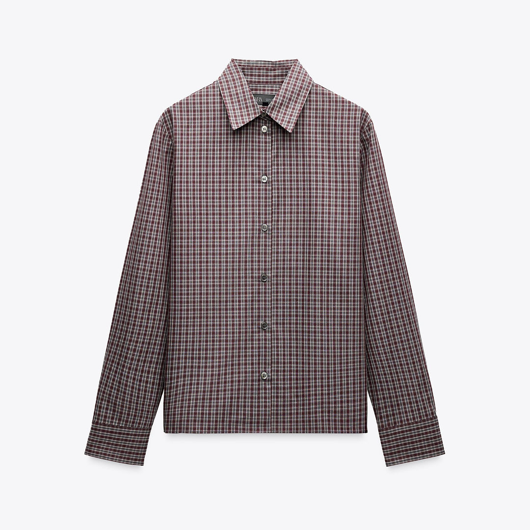 Moudda ZARA - Chemise - Carreaux Gris & Bordeaux - Tunisie 1