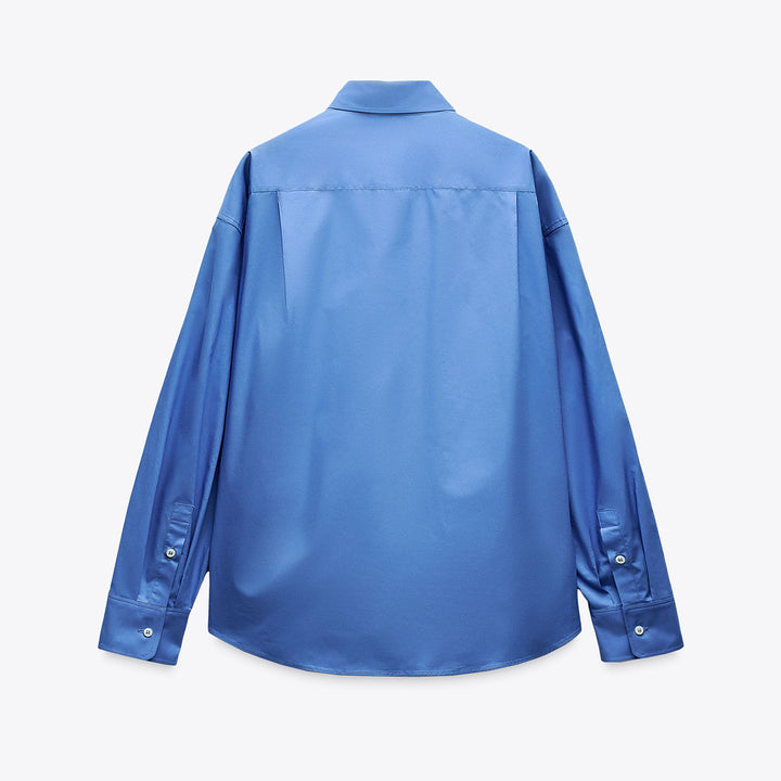 Moudda ZARA - Chemise Popeline Oversize - Bleue - Tunisie 2