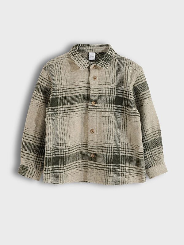 Moudda LC Waikiki - Chemise tissée manches longues Garçon Carreaux kaki - Tunisie 1