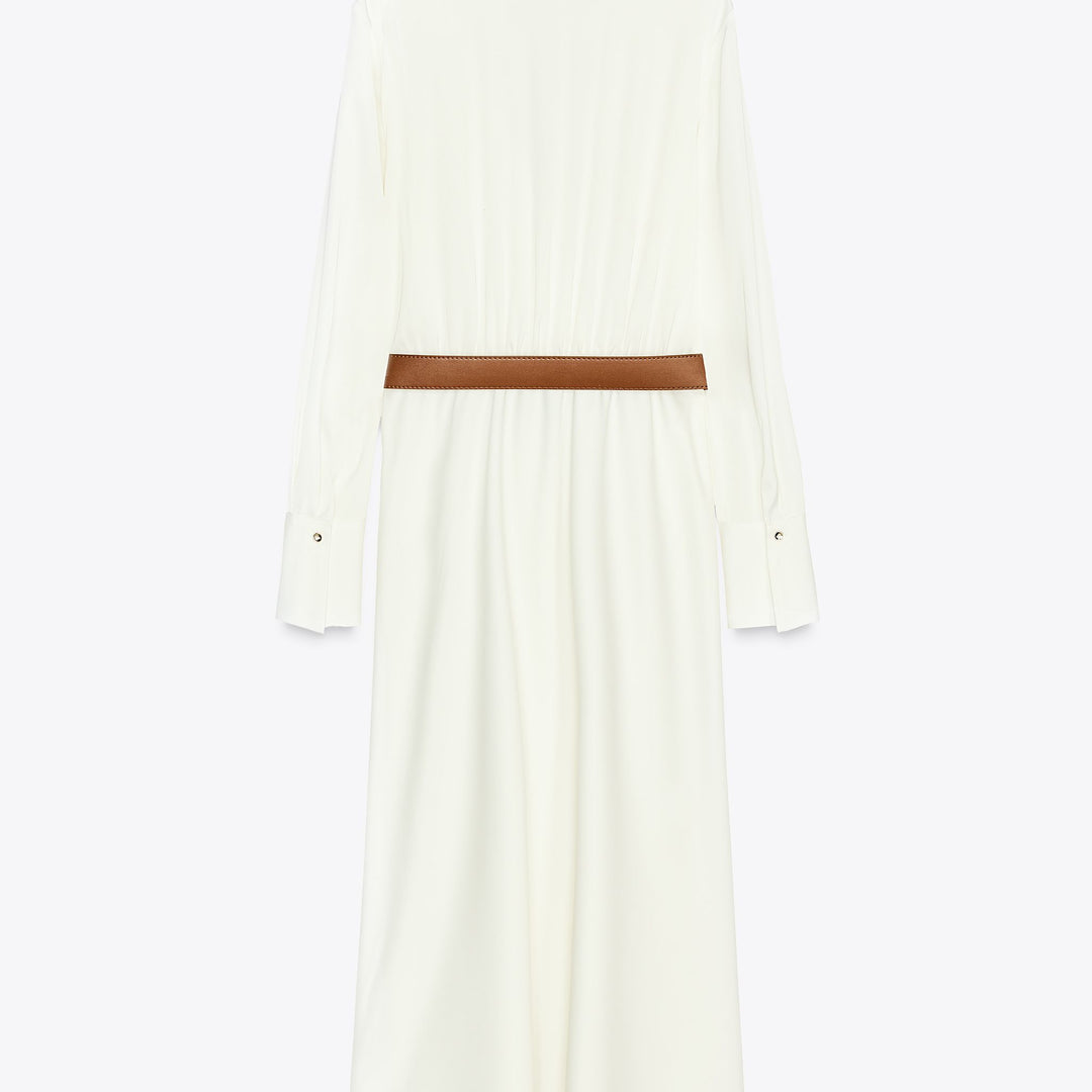 Moudda ZARA - Robe Midi Satin - Encolure Croisée & Détail Ceinture - Tunisie 2
