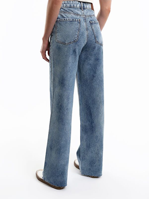 Moudda LC Waikiki - Pantalon tissé en denim Femme Bleu moyen - Tunisie 5