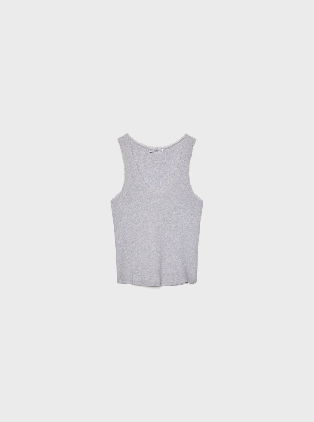 Moudda STRADIVARIUS - T-Shirt S/M Col V avec Dentelle Gris Chiné - Tunisie 2