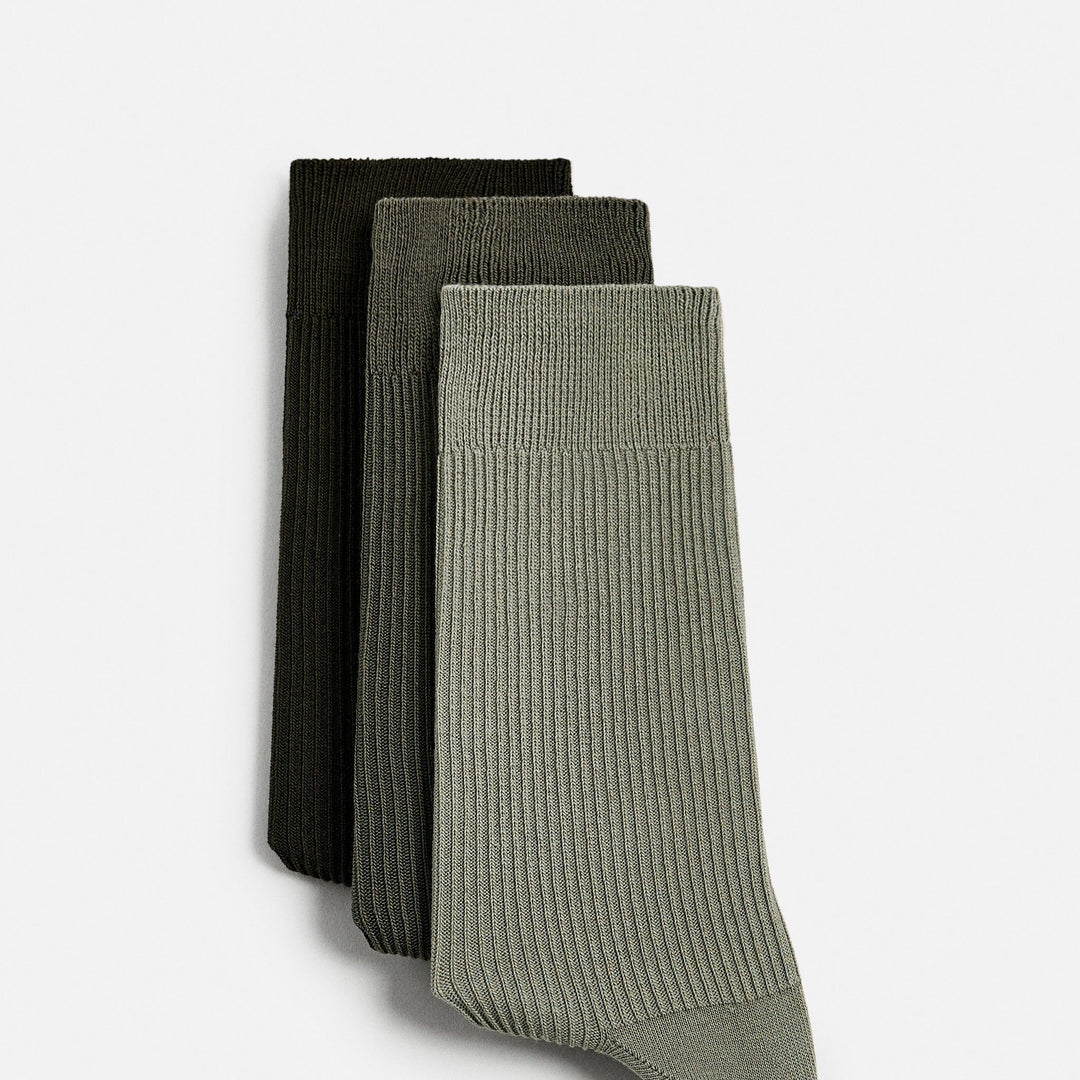 Moudda ZARA - Chaussettes Légères - Multicolores (Écru/Beige/Vert) Pack 3 - Tunisie 1