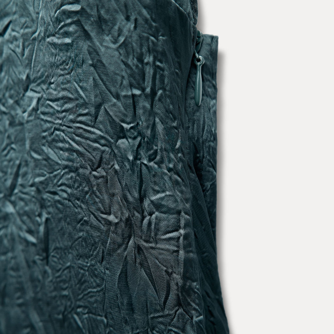 Moudda ZARA - Robe mi-longue satinée froissée col en V boucle dorée - Tunisie 5