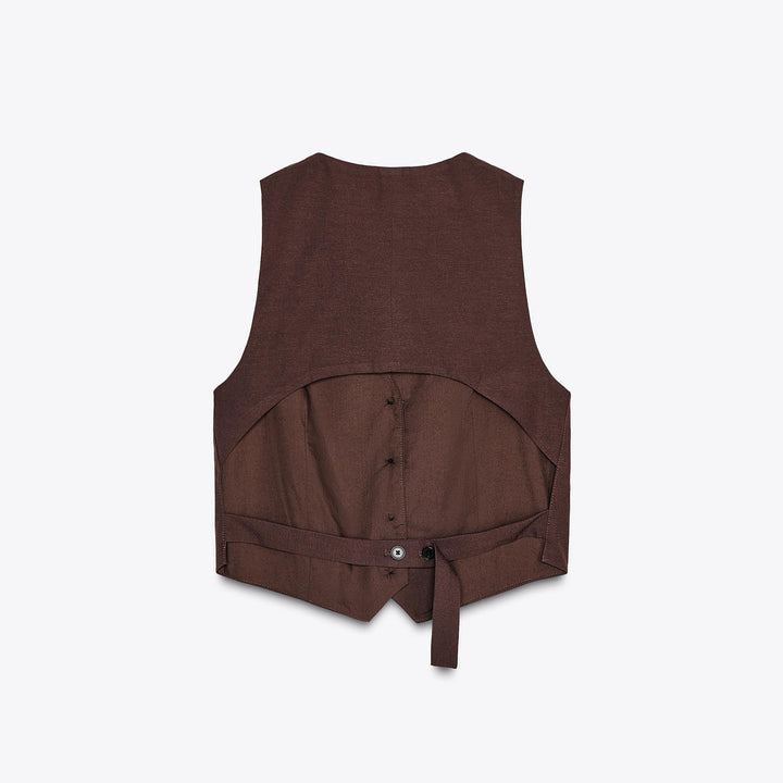 Moudda ZARA - Gilet Lin - Découpe Dos, Ruban Ajustable & Boutons - Tunisie 2