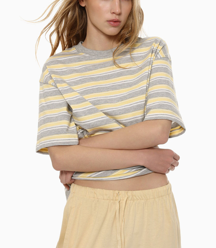 Moudda Lefties - T-Shirt Oversize - Rayures (Gris Vigo) - Tunisie 5