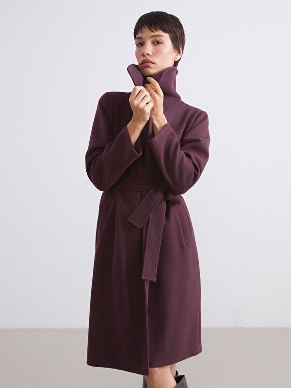 Moudda LC Waikiki - Manteau effet laine Femme Bordeaux - Tunisie 2