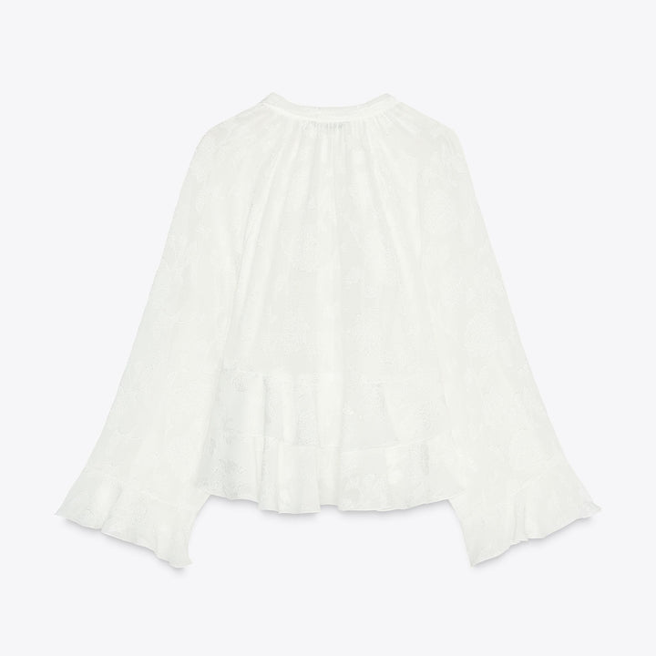 Moudda ZARA - Chemise - Fleur Ton sur Ton, Volants & Col Drapé - Tunisie 2